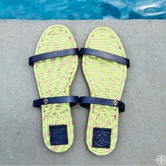 Tory Burch Shoes - Tory Burch Two Band Flat Espadrille Slide Sandals 8.5